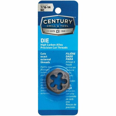 CENTURY DRILL TOOL Century Drill & Tool 7/16-14 National Coarse 1 In. Across Flats Fractional Hexagon Die 96207